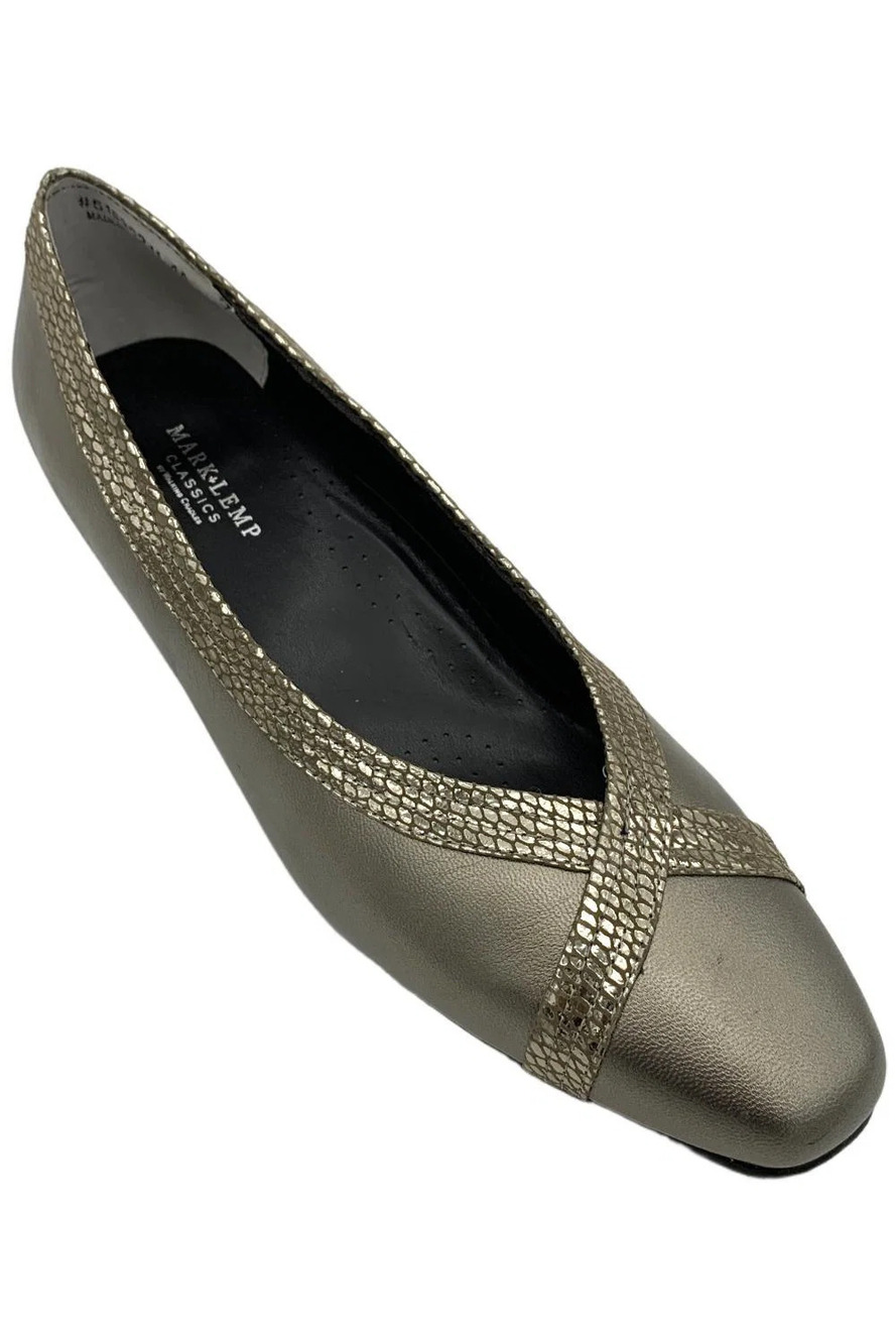 Mark Lemp Classics Women's Tracy Slip-On Heeled Flat Pewter/Snake - Medium
